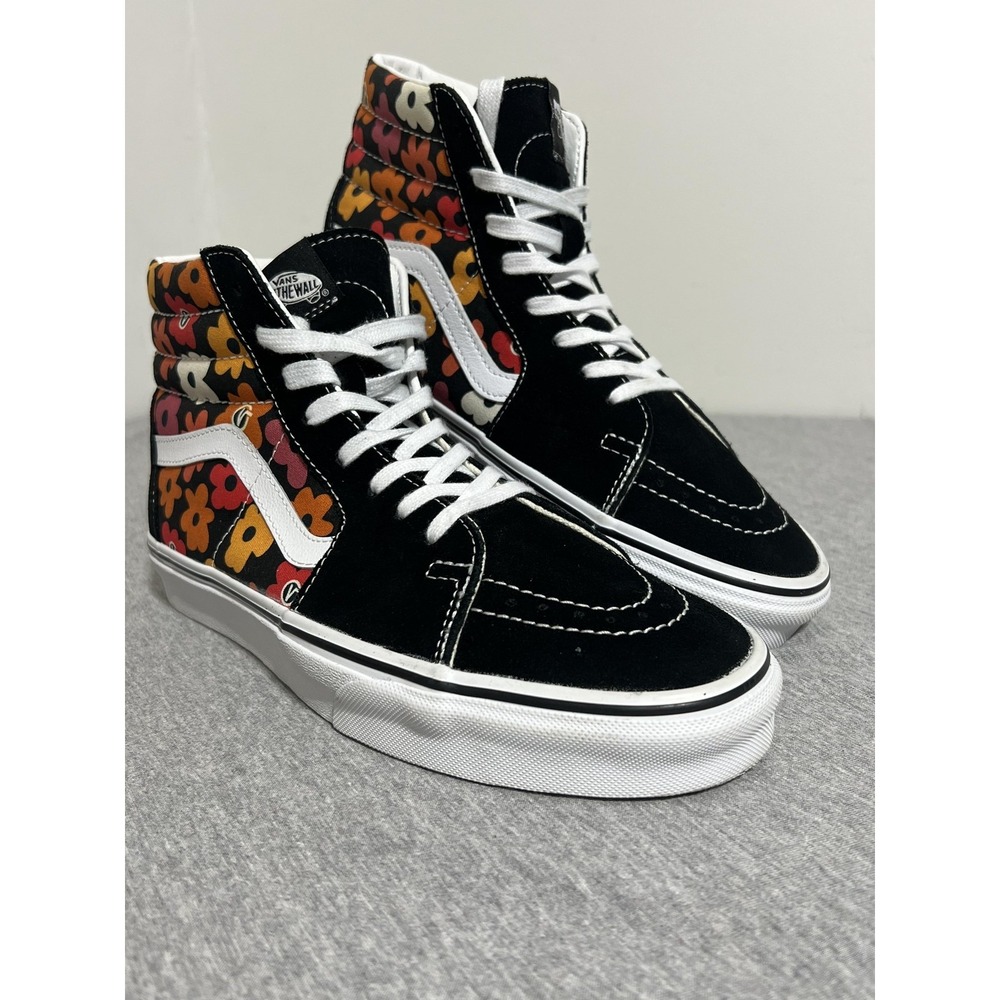 Vans Sk8-Hi Shoes Mens Size 9 Black Floral Multicolor High Top Skate Sneakers - Picture 3 of 16
